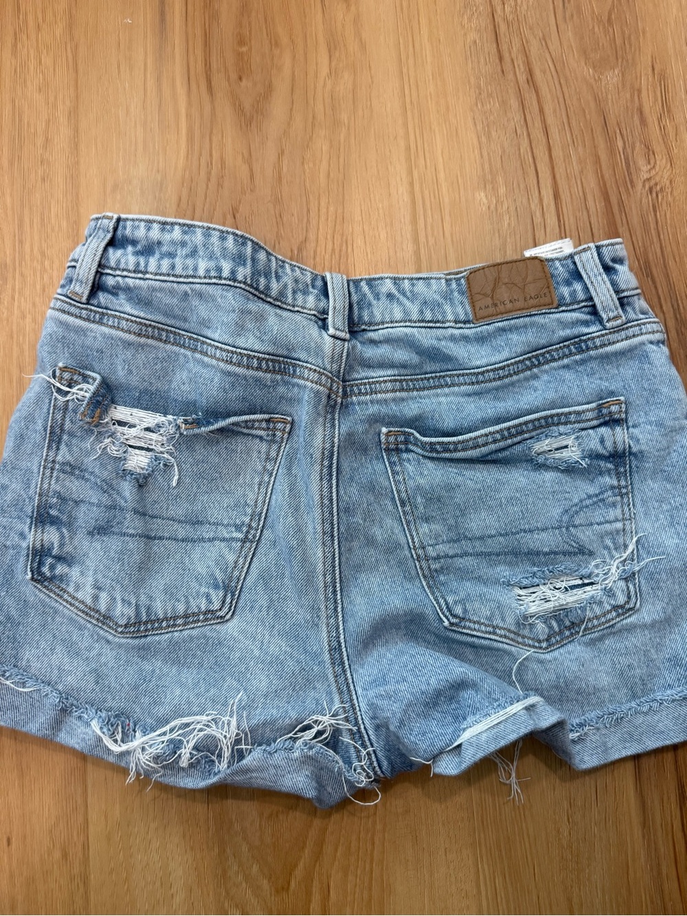 American Eagle Outfitters Light Blue Distressed Denim Shorts 0